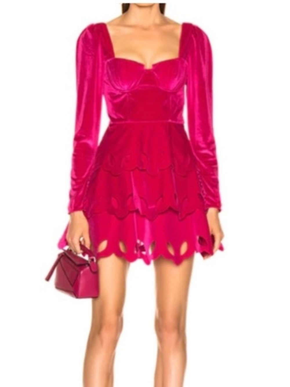 Self-Portrait Pink Velvet Dress